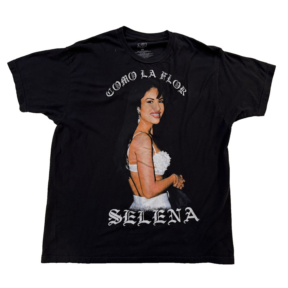 Selena Shirt Womens 1X Black Como La‎ Flor Graphic Tee T-Shirt Music Concert
